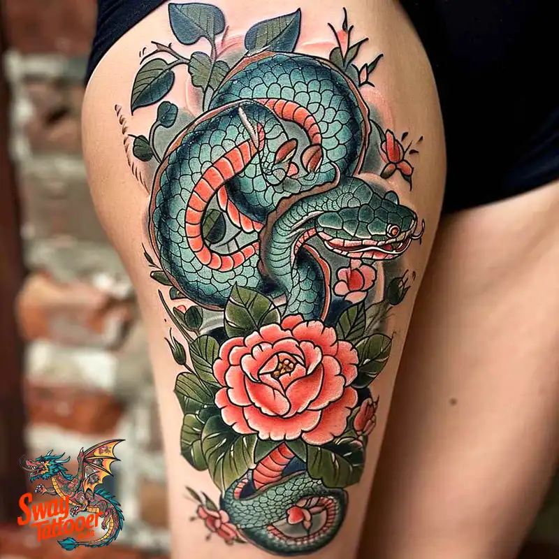 80 Snake and Rose Tattoo Designs: Beauty and Symbolism 68 snake and rose tattoo