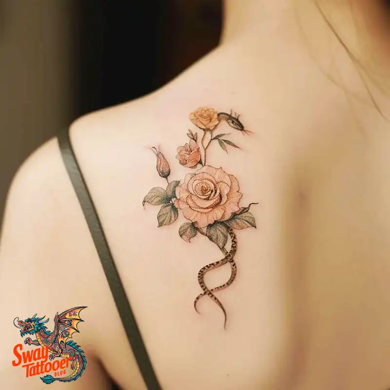 80 Snake and Rose Tattoo Designs: Beauty and Symbolism 8 snake and rose tattoo