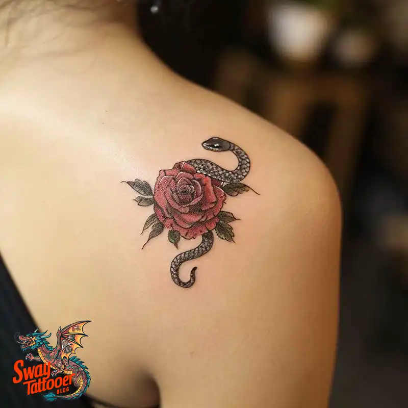 80 Snake and Rose Tattoo Designs: Beauty and Symbolism 7 snake and rose tattoo