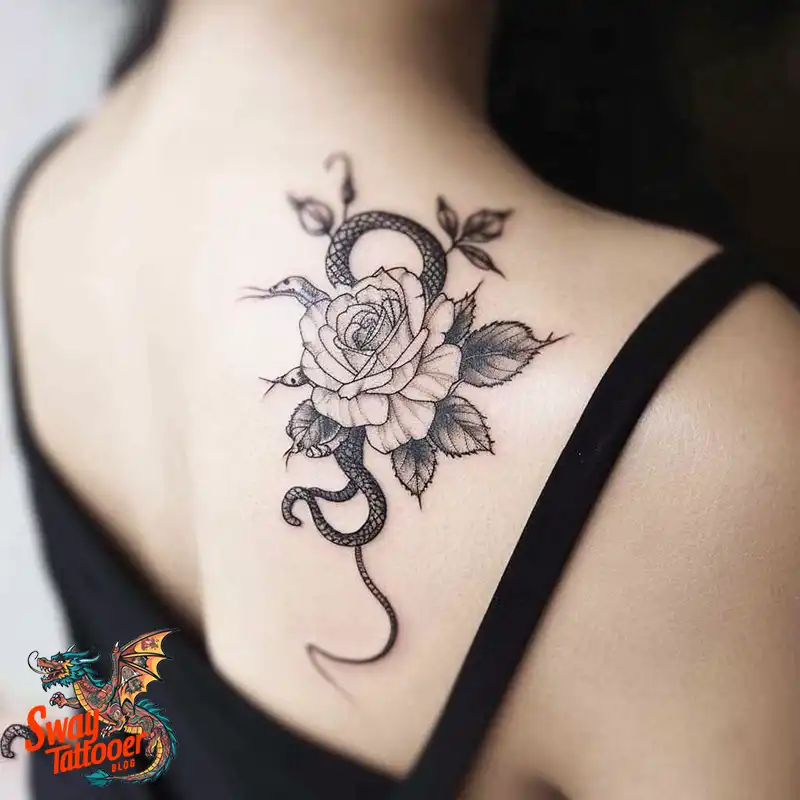 80 Snake and Rose Tattoo Designs: Beauty and Symbolism 5 snake and rose tattoo