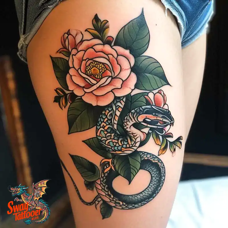 80 Snake and Rose Tattoo Designs: Beauty and Symbolism 4 snake and rose tattoo
