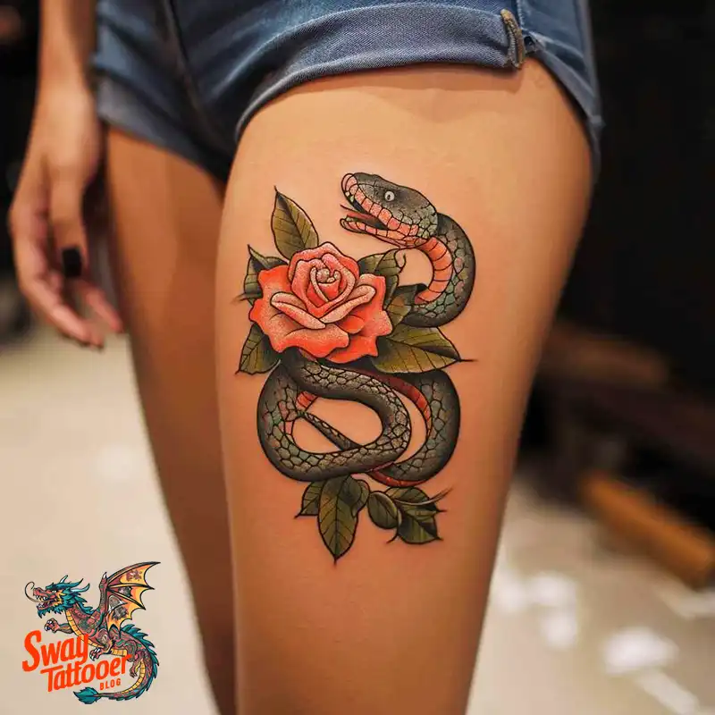80 Snake and Rose Tattoo Designs: Beauty and Symbolism 69 snake and rose tattoo