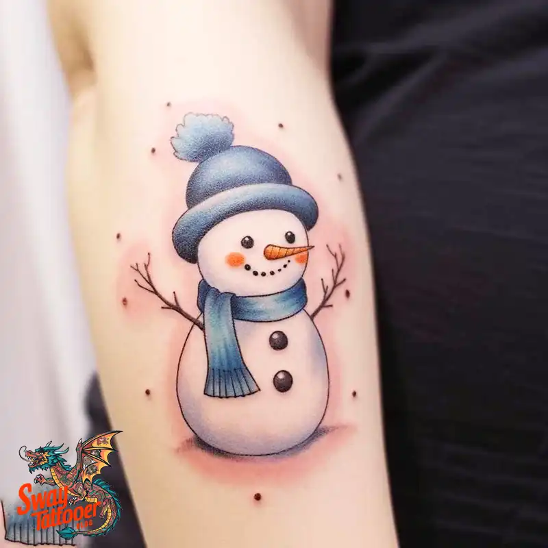 60 Snowman Tattoo Design Ideas Full of Winter Whimsy 50 snowman 14