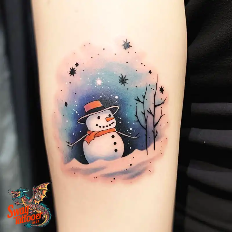 60 Snowman Tattoo Design Ideas Full of Winter Whimsy 49 snowman 15