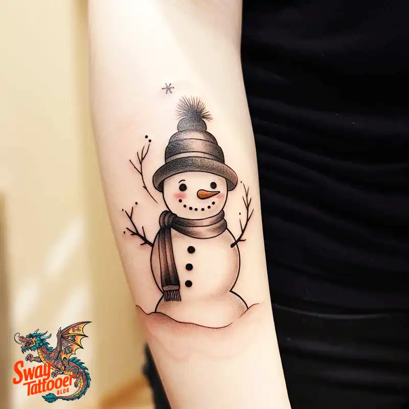 60 Snowman Tattoo Design Ideas Full of Winter Whimsy 48 snowman 16