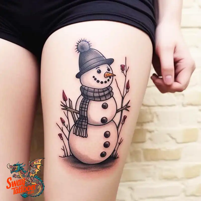 60 Snowman Tattoo Design Ideas Full of Winter Whimsy 45 snowman 21