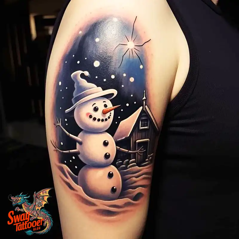 60 Snowman Tattoo Design Ideas Full of Winter Whimsy 41 snowman 23