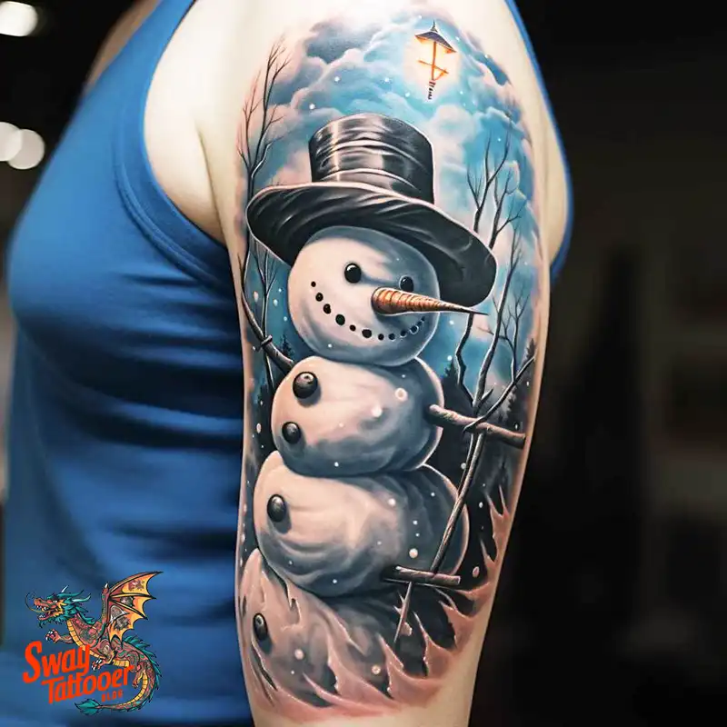 60 Snowman Tattoo Design Ideas Full of Winter Whimsy 33 snowman 31
