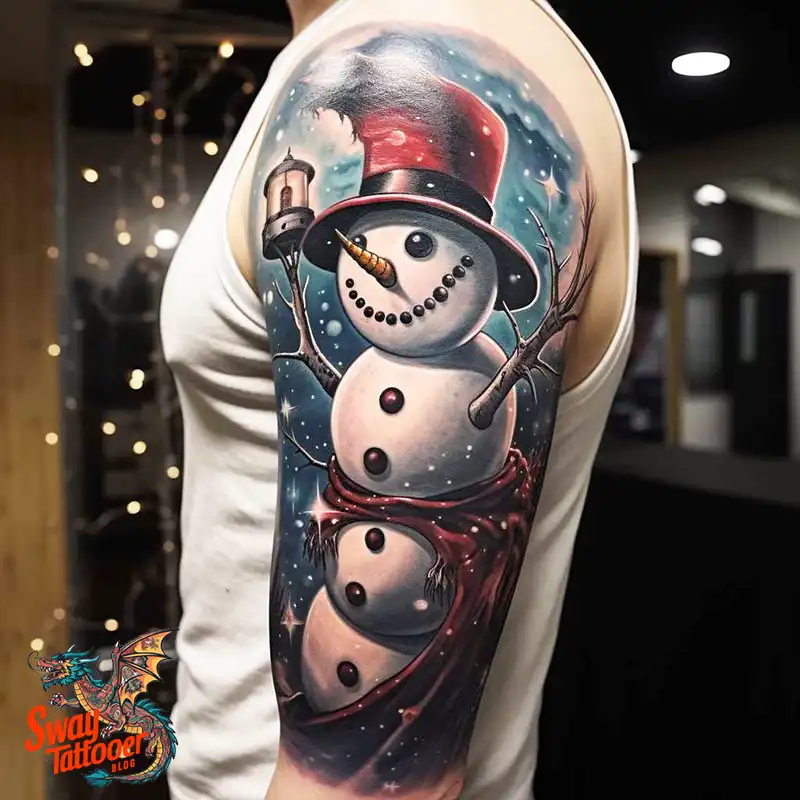 60 Snowman Tattoo Design Ideas Full of Winter Whimsy 32 snowman 32
