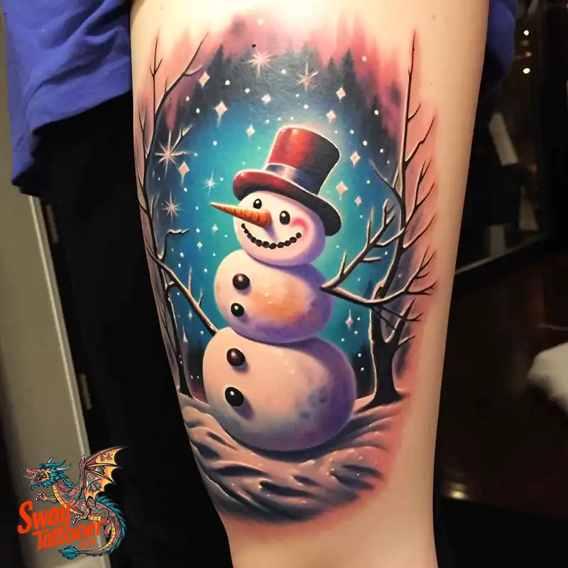 60 Snowman Tattoo Design Ideas Full of Winter Whimsy 22 snowman 37