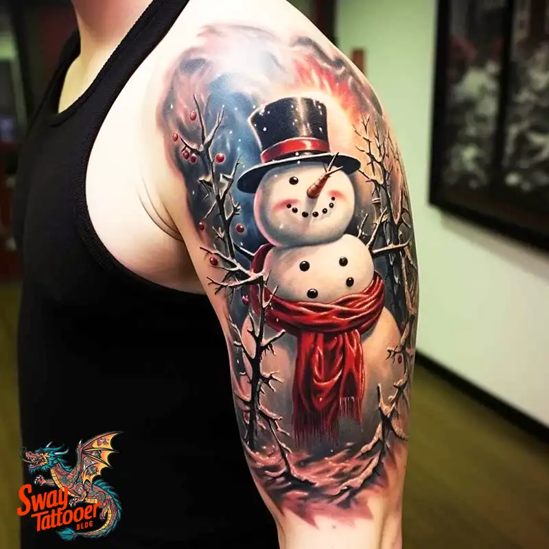 60 Snowman Tattoo Design Ideas Full of Winter Whimsy 26 snowman 39