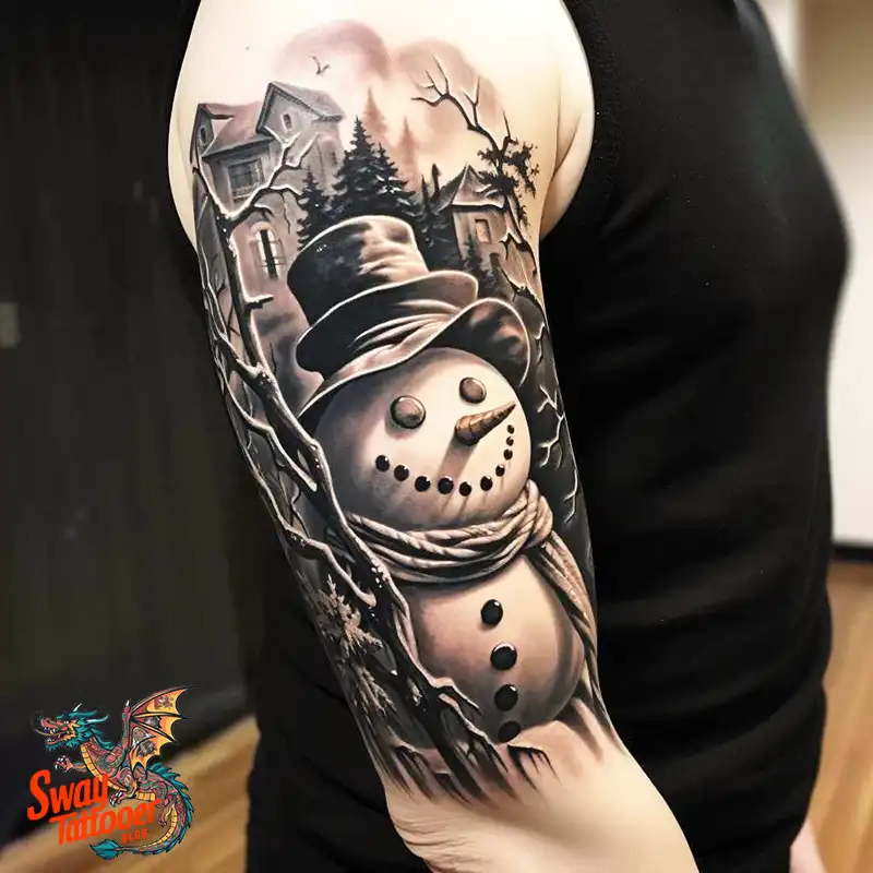 60 Snowman Tattoo Design Ideas Full of Winter Whimsy 60 snowman 4