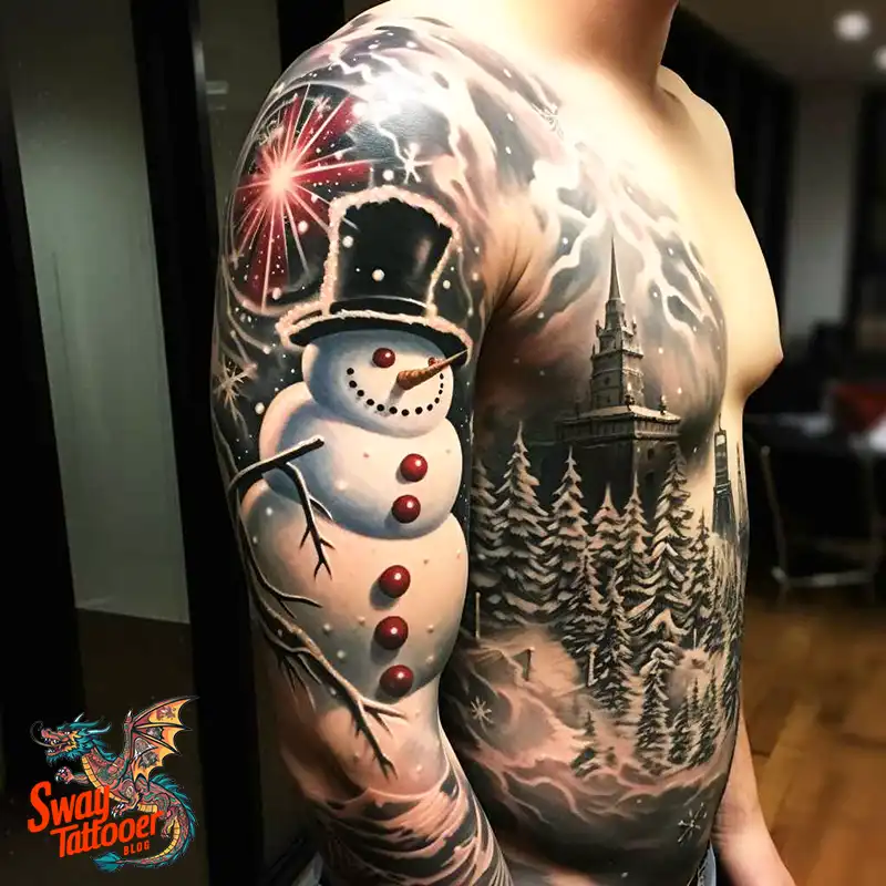 60 Snowman Tattoo Design Ideas Full of Winter Whimsy 23 snowman 40