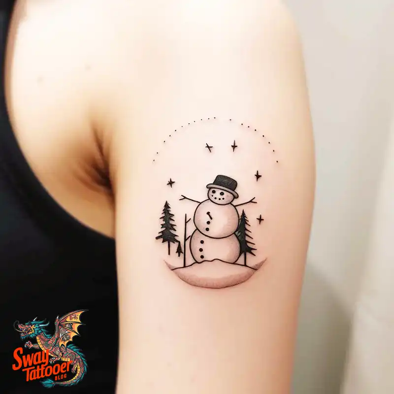 60 Snowman Tattoo Design Ideas Full of Winter Whimsy 58 snowman 6