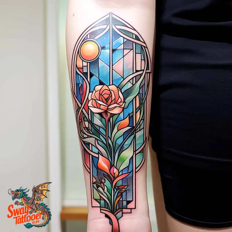 60 Stained Glass Window Tattoo Design Ideas You Can Wear 56 stained glass window tattoo