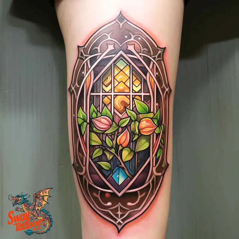 60 Stained Glass Window Tattoo Design Ideas You Can Wear 30 stained glass window tattoo