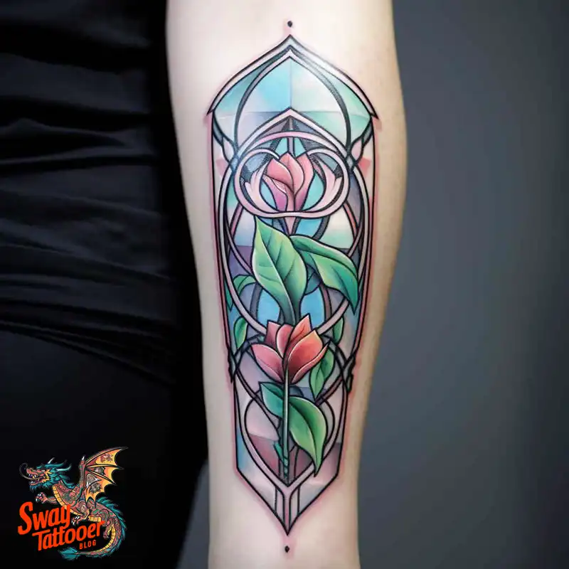 60 Stained Glass Window Tattoo Design Ideas You Can Wear 1 stained glass window tattoo