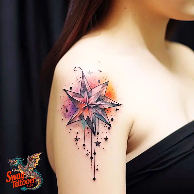 50 Shoulder Star Tattoo Designs: Style with Stellar Ink 44 Shoulder Star Tattoo