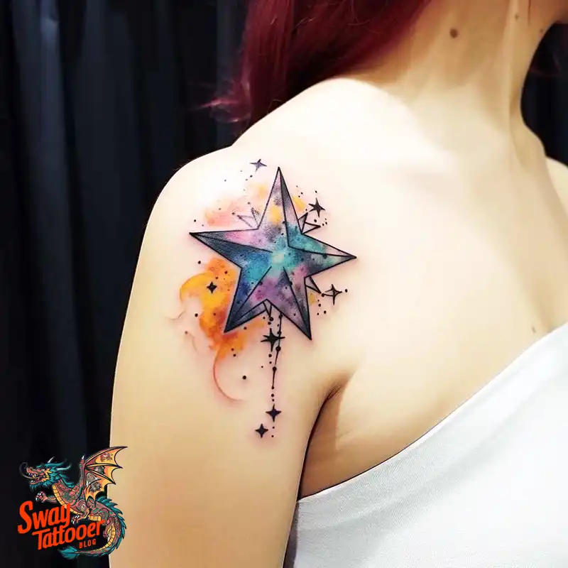 50 Shoulder Star Tattoo Designs: Style with Stellar Ink 43 Shoulder Star Tattoo