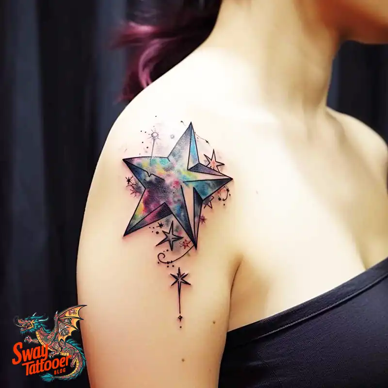 50 Shoulder Star Tattoo Designs: Style with Stellar Ink 42 Shoulder Star Tattoo