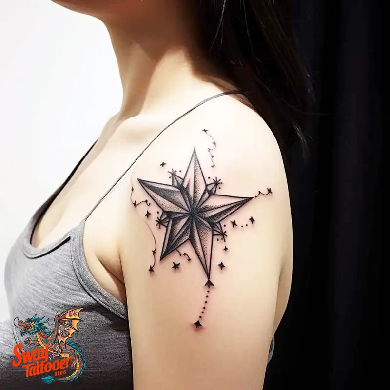 50 Shoulder Star Tattoo Designs: Style with Stellar Ink 34 Shoulder Star Tattoo