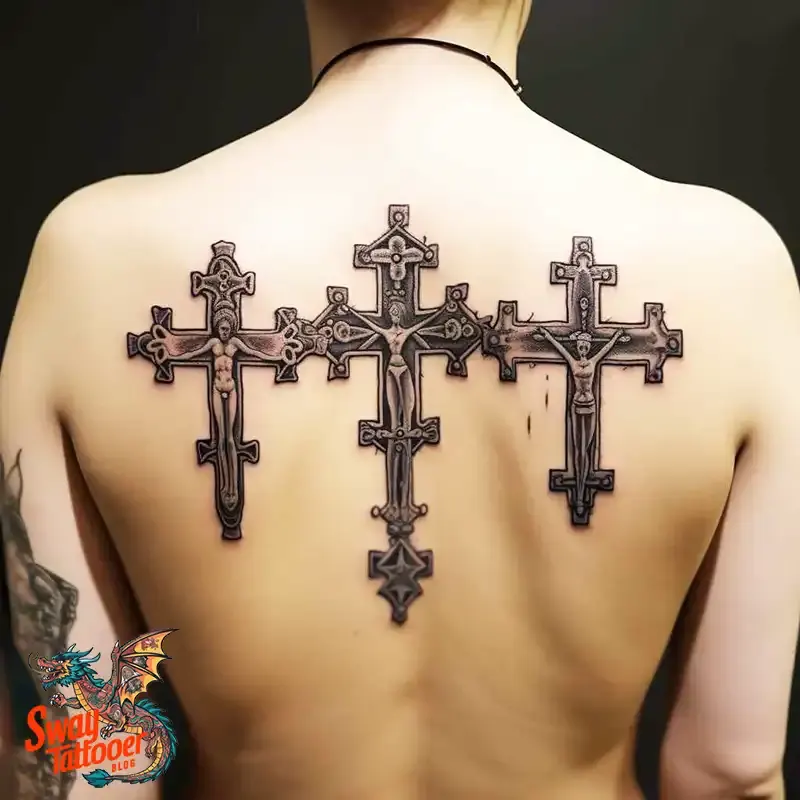 75 Three Crosses Tattoo Design Ideas: Symbolism and Styles 23 3 cross tattoo