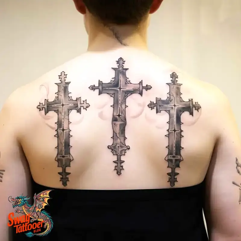 75 Three Crosses Tattoo Design Ideas: Symbolism and Styles 21 3 cross tattoo