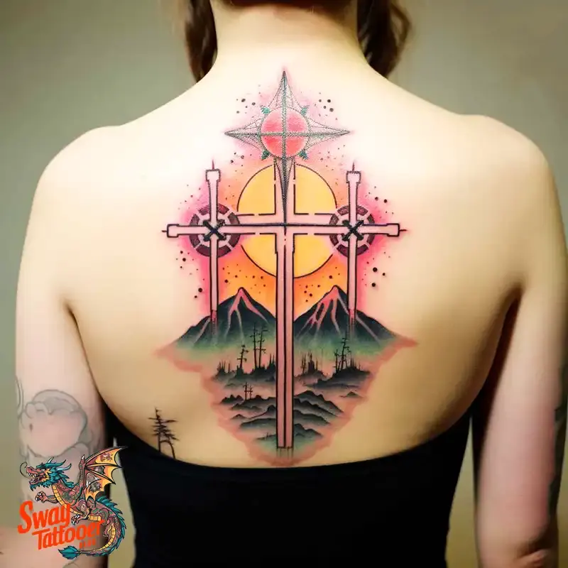 75 Three Crosses Tattoo Design Ideas: Symbolism and Styles 7 3 cross tattoo