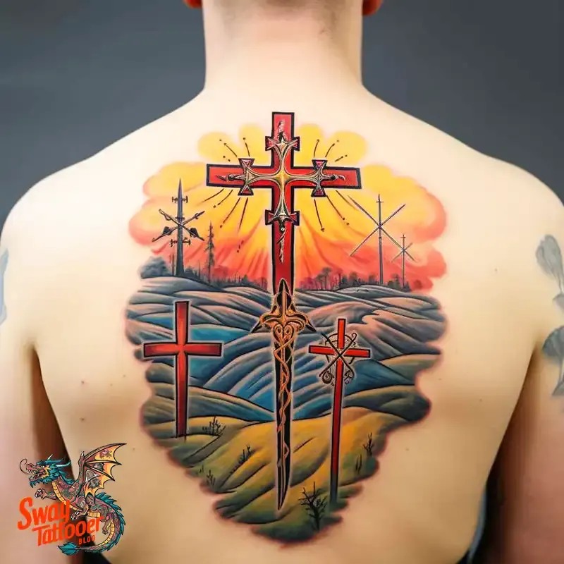 75 Three Crosses Tattoo Design Ideas: Symbolism and Styles 4 3 cross tattoo