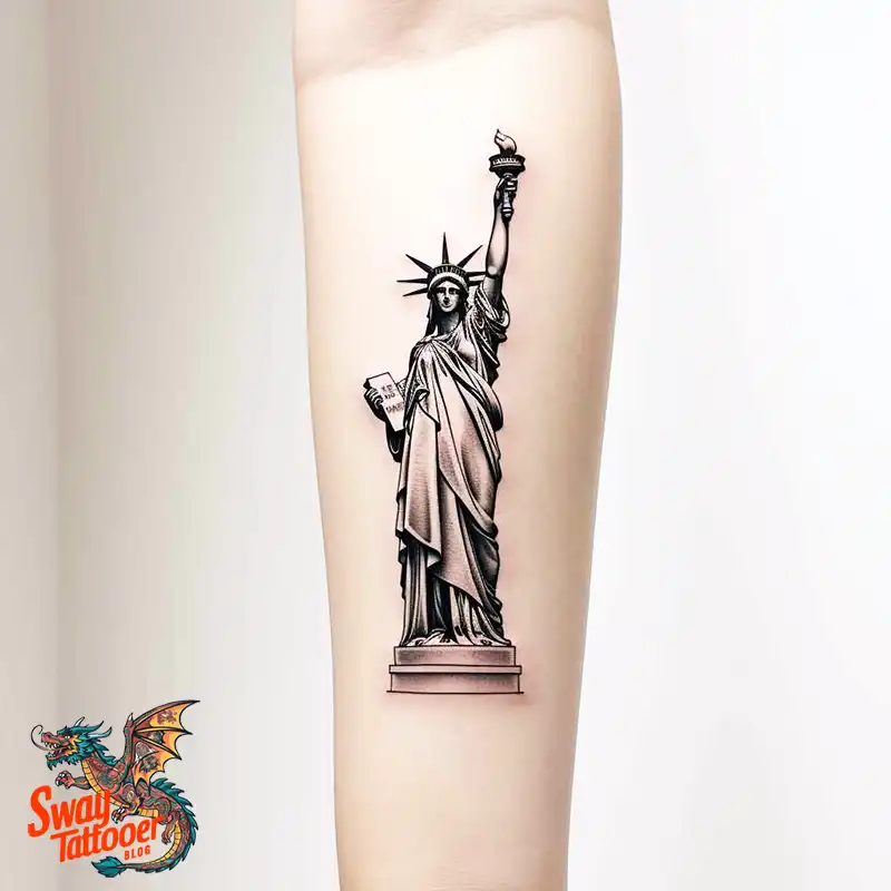 50 Statue of Liberty Tattoo Design Ideas: Iconic Ink 27 statue of liberty tattoo