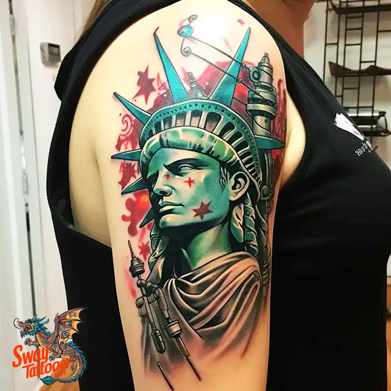 50 Statue of Liberty Tattoo Design Ideas: Iconic Ink 21 statue of liberty tattoo