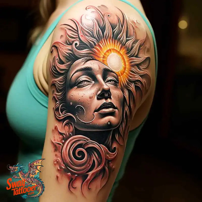 55 Sun Tattoo Design Ideas: Radiate Your Personality 46 sun tattoo
