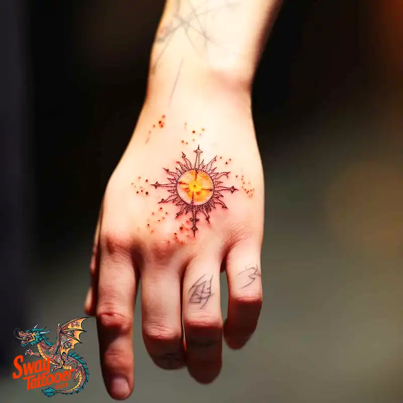 55 Sun Tattoo Design Ideas: Radiate Your Personality 9 sun tattoo