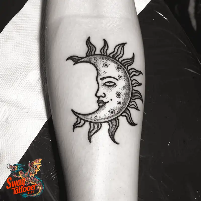 120 Sun and Moon Tattoo Design Ideas: Beauty and Symbolism 118 sun and moon tattoo