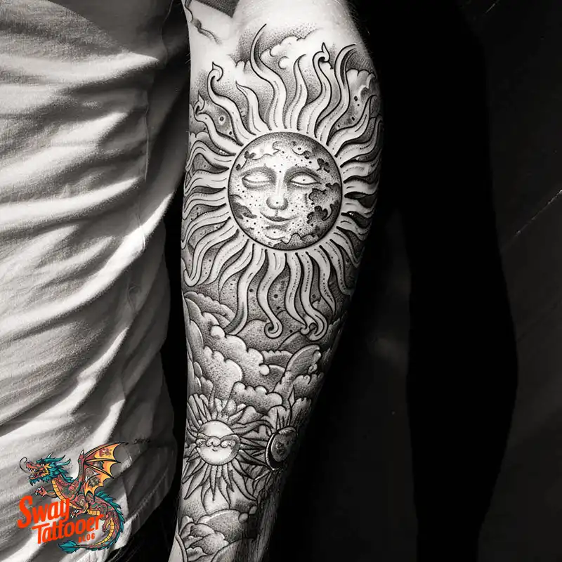 120 Sun and Moon Tattoo Design Ideas: Beauty and Symbolism 93 sun and moon tattoo