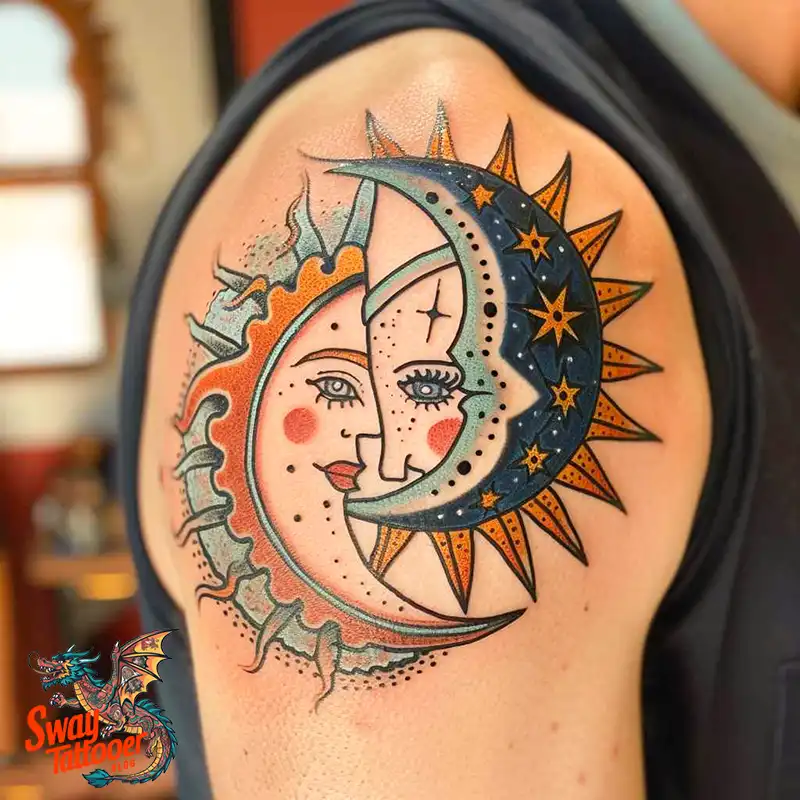 120 Sun and Moon Tattoo Design Ideas: Beauty and Symbolism 62 sun and moon tattoo