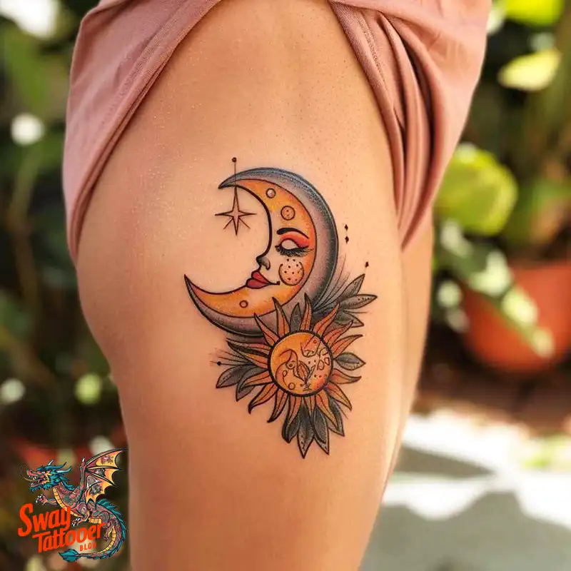 120 Sun and Moon Tattoo Design Ideas: Beauty and Symbolism 61 sun and moon tattoo