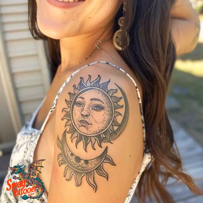 120 Sun and Moon Tattoo Design Ideas: Beauty and Symbolism 46 sun and moon tattoo