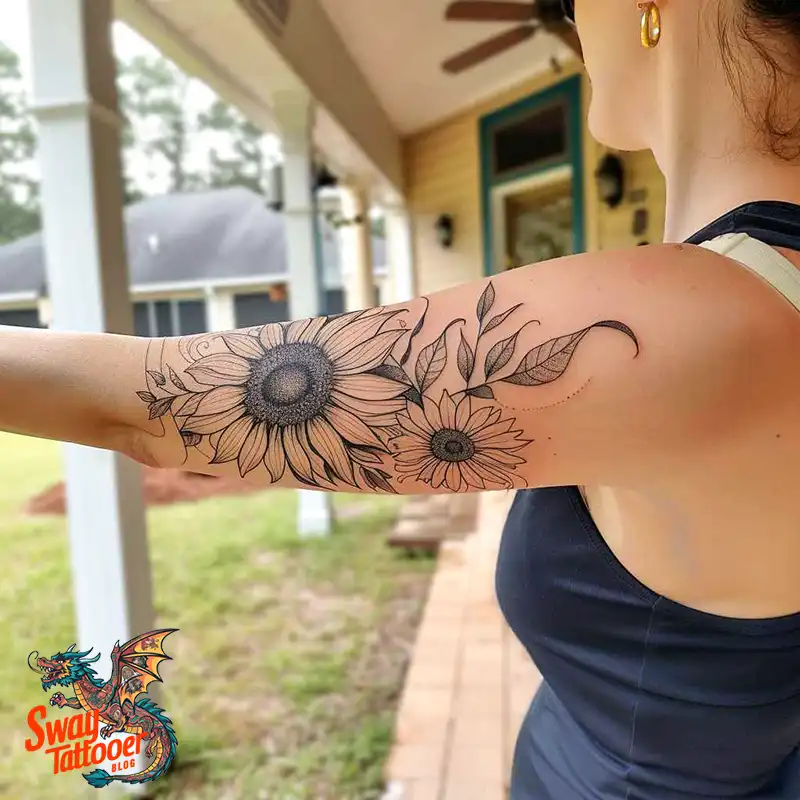 100 Sunflower Tattoo Design Ideas to Brighten Your Skin 30 sunflower tattoo