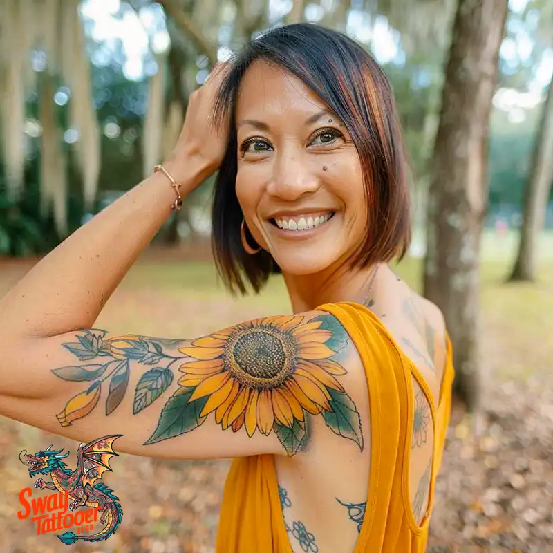 100 Sunflower Tattoo Design Ideas to Brighten Your Skin 22 sunflower tattoo