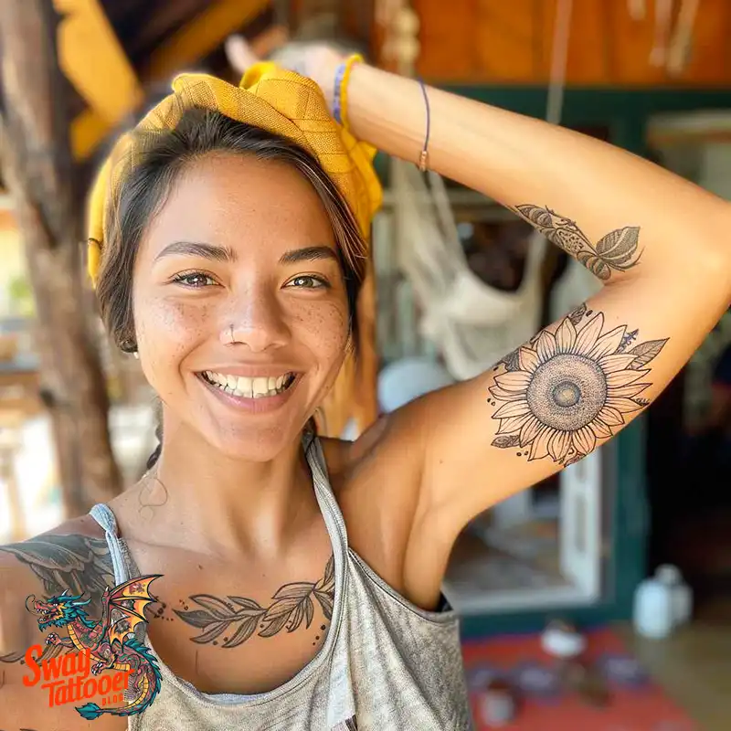 100 Sunflower Tattoo Design Ideas to Brighten Your Skin 11 sunflower tattoo