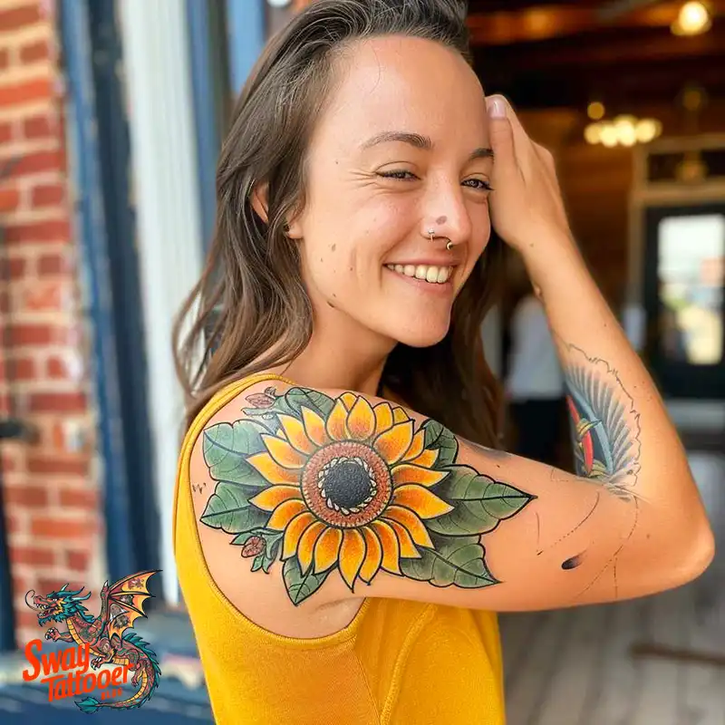 100 Sunflower Tattoo Design Ideas to Brighten Your Skin 3 sunflower tattoo
