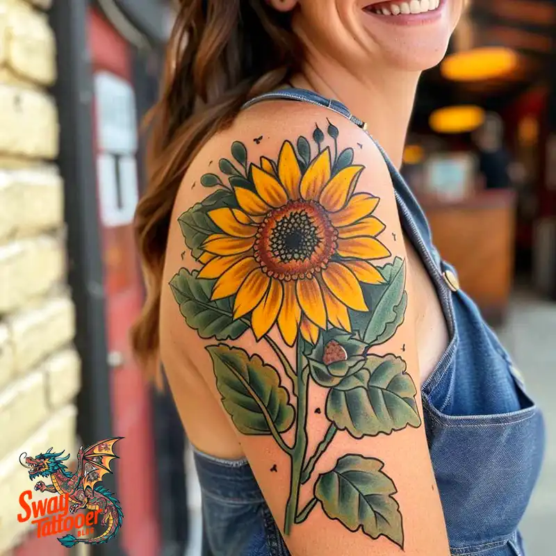 100 Sunflower Tattoo Design Ideas to Brighten Your Skin 2 sunflower tattoo