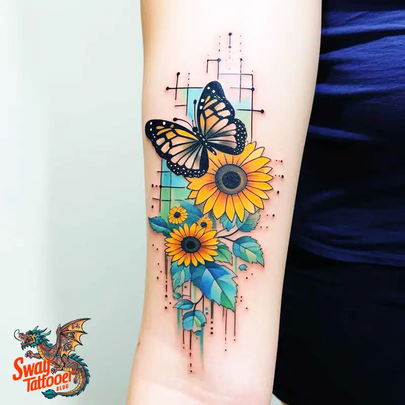 50 Sunflower and Butterfly Tattoos: Nature’s Beauty on Skin 48 sunflower and butterfly tattoo