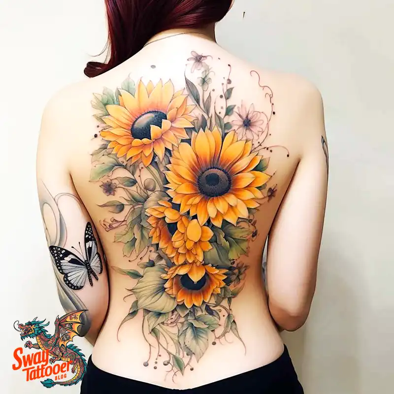 50 Sunflower and Butterfly Tattoos: Nature’s Beauty on Skin 36 sunflower and butterfly tattoo