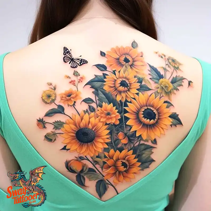 50 Sunflower and Butterfly Tattoos: Nature’s Beauty on Skin 31 sunflower and butterfly tattoo