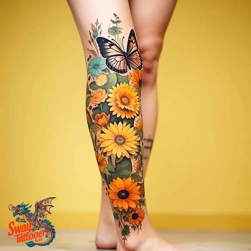 50 Sunflower and Butterfly Tattoos: Nature’s Beauty on Skin 30 sunflower and butterfly tattoo