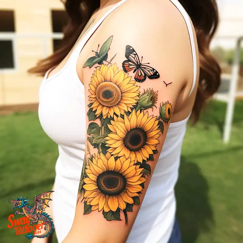 50 Sunflower and Butterfly Tattoos: Nature’s Beauty on Skin 1 sunflower and butterfly tattoo