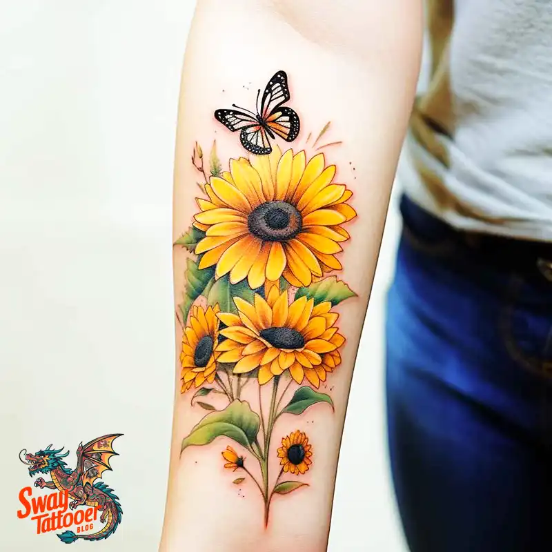 50 Sunflower and Butterfly Tattoos: Nature’s Beauty on Skin 23 sunflower and butterfly tattoo