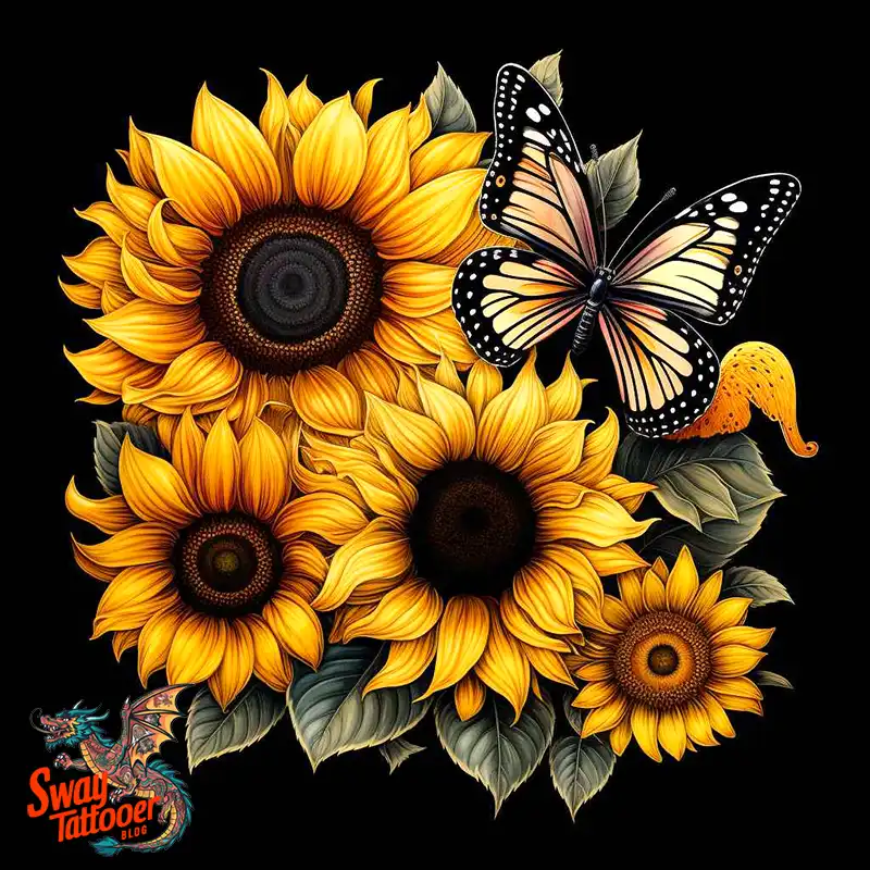 50 Sunflower and Butterfly Tattoos: Nature’s Beauty on Skin 21 sunflower and butterfly tattoo